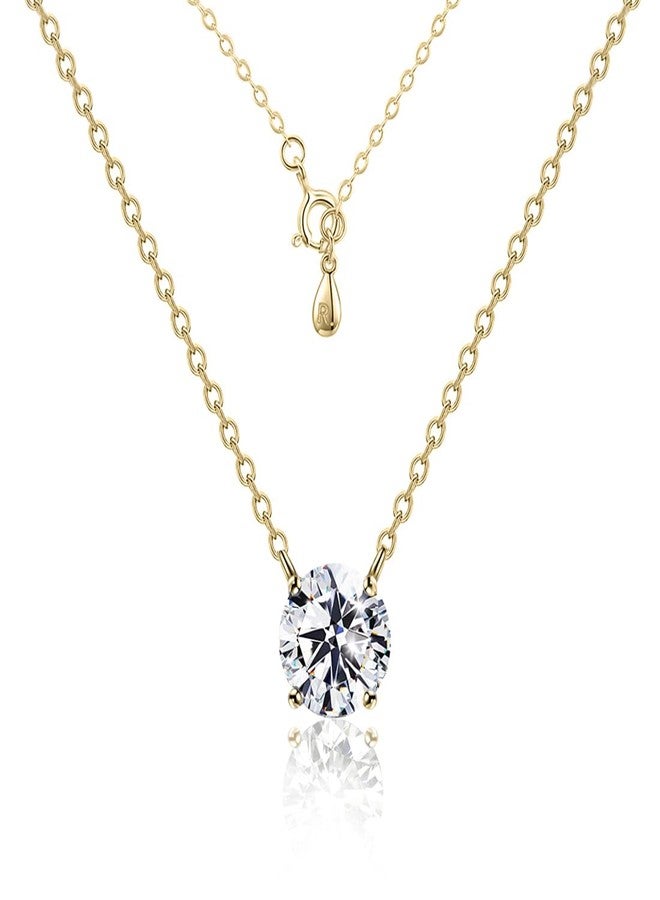 Raneecoco STUNNING FLAME 18K Yellow Gold Plated Sterling Silver Cubic Zirconia Necklace for Women | 2ct Simulated Diamond | Round CZ Solitaire Dainty Pendant Necklace, 16+2" Chain - Image 1